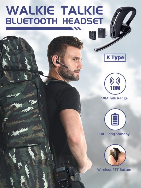 Baofeng Walkie Talkie Headset PTT Wireless Bluetooth Earphone for Two way Radio K Port Headphone for UV 5R 82 888s